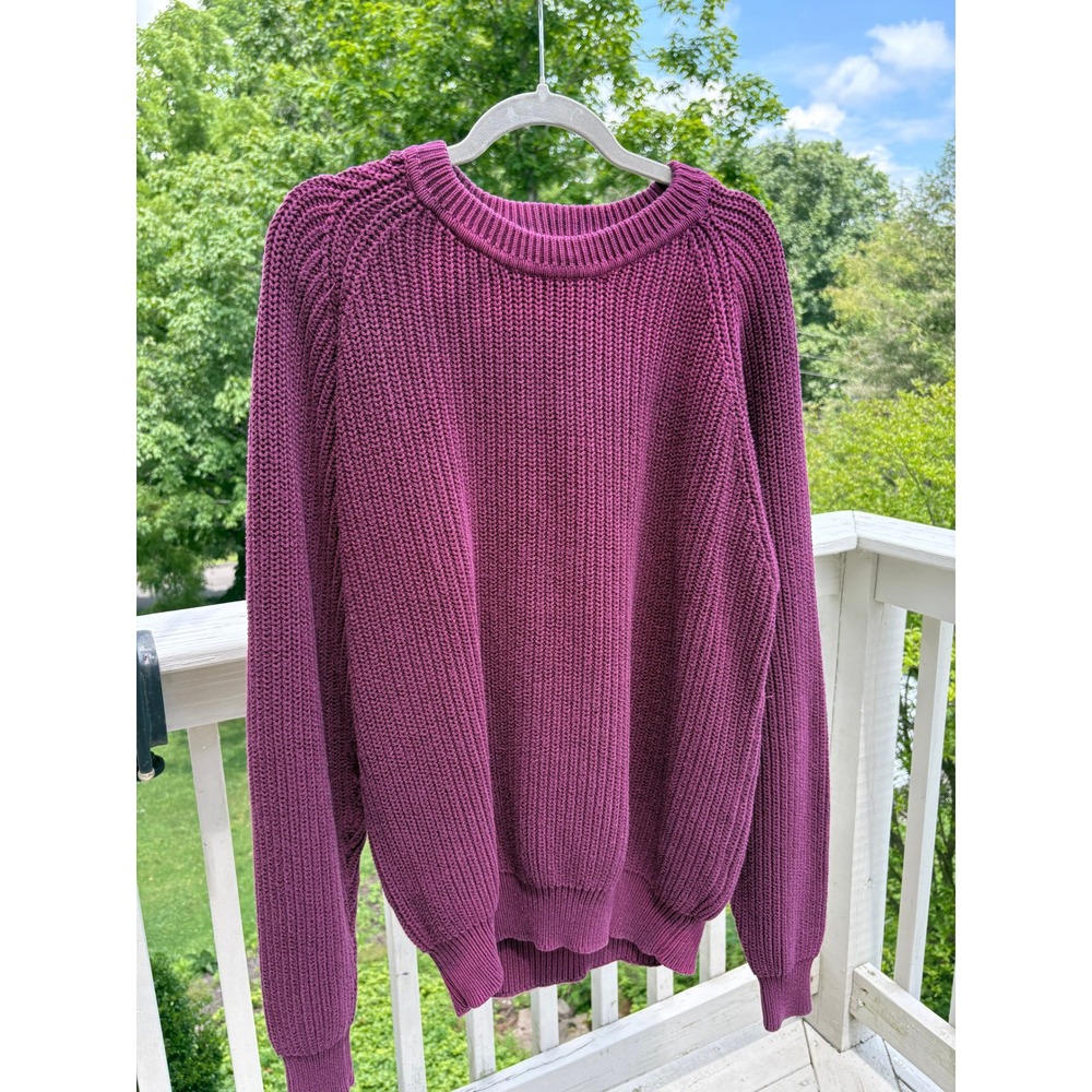 Vintage Eddie Bauer Mens Sweater XLT Burgundy Shaker Knit Gorpcore Fisherman - Picture 2 of 10